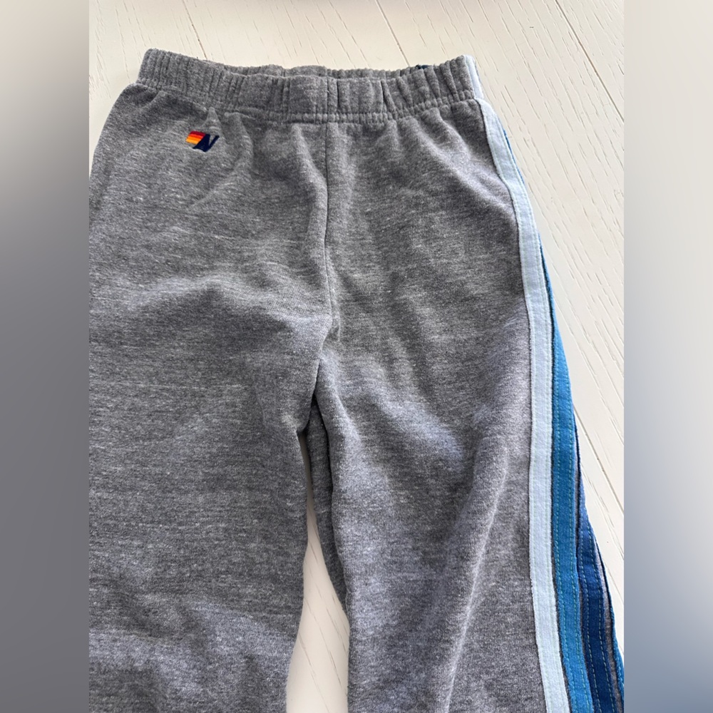 Aviator Nation kids Gray Sweatpants with Blue Stripes